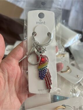 4/$50 Mint Rhinestone Parrot Keychain - Multicolor